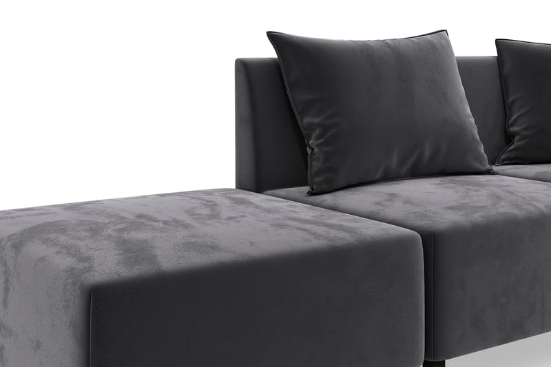 Noelia Modulsofa 2,5-seter med Fotskammel Fløyel - Mørkegrå - Fløyel sofaer - Komplett modulsofa