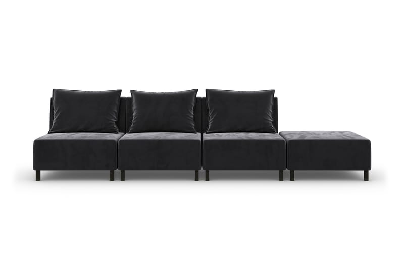 Noelia Modulsofa 3,5-seter med Fotskammel Fløyel - Mørkegrå - Fløyel sofaer - Komplett modulsofa