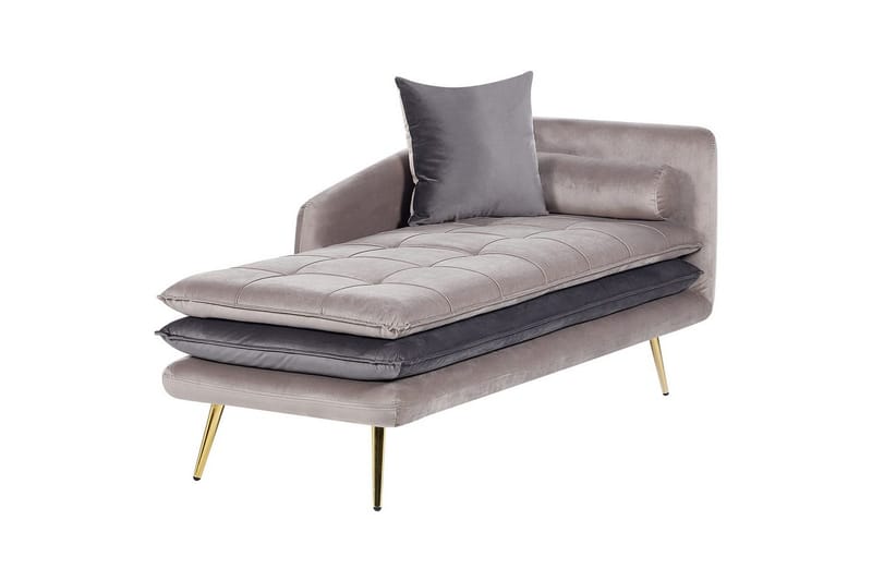 Schäslong Beliani Gonesse Beige, Grå, Guld Beige||Grey||GOLD - Møbler - Sofaer - Modulsofaer - Øvrige moduler for modulsofa