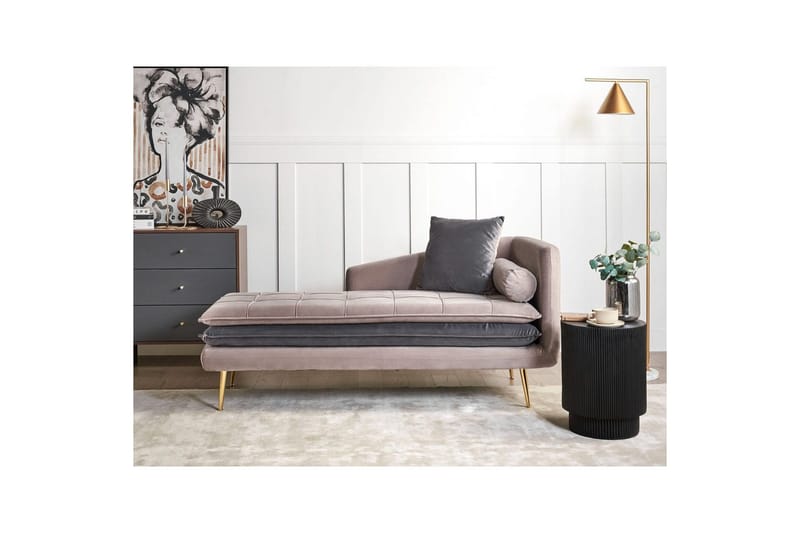 Schäslong Beliani Gonesse Beige, Grå, Guld Beige||Grey||GOLD - Møbler - Sofaer - Modulsofaer - Øvrige moduler for modulsofa