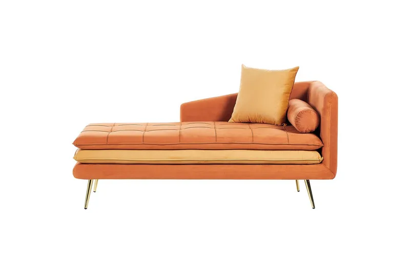 Schäslong Beliani Gonesse Beige, Grå, Guld Dark Orange||GOLD - Møbler - Sofaer - Modulsofaer - Øvrige moduler for modulsofa