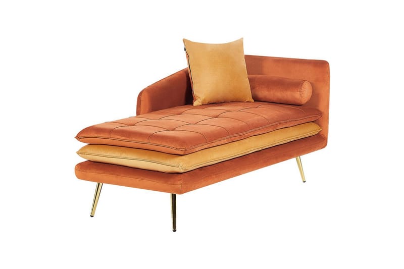 Schäslong Beliani Gonesse Beige, Grå, Guld NO_BRAND Dark Orange||GOLD - Møbler - Sofaer - Modulsofaer - Øvrige moduler for modulsofa