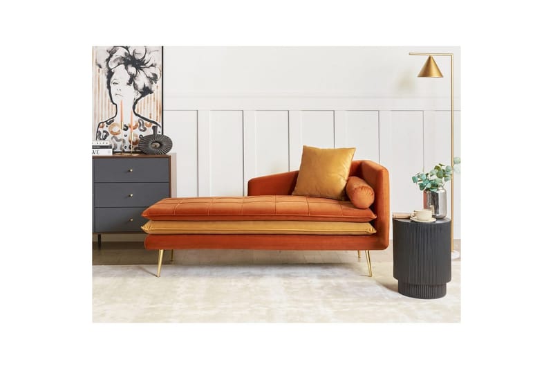 Schäslong Beliani Gonesse Beige, Grå, Guld NO_BRAND Dark Orange||GOLD - Møbler - Sofaer - Modulsofaer - Øvrige moduler for modulsofa