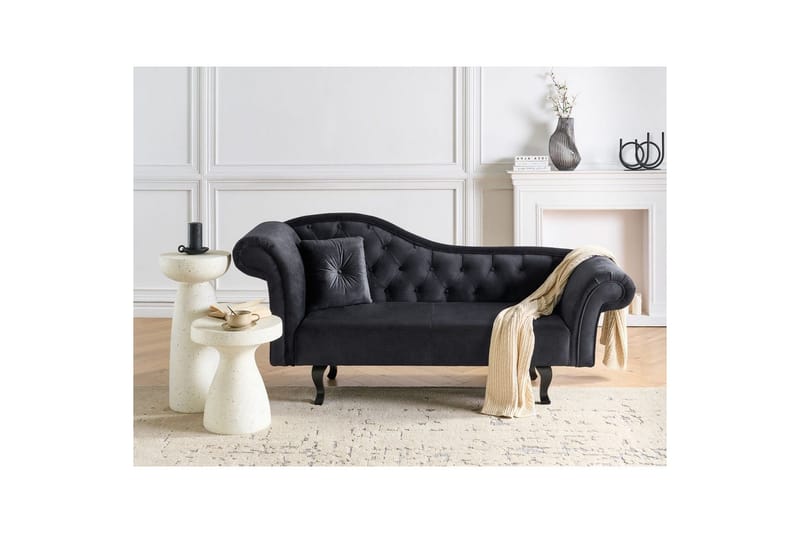 Schäslong Beliani Lattes Grå, mörkt trä, Högervänd Black Left-faced - Møbler - Sofaer - Dagsenger