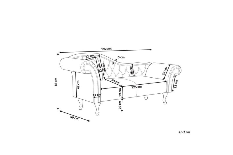 Schäslong Beliani Lattes Grå, mörkt trä, Högervänd Black Left-faced - Møbler - Sofaer - Dagsenger