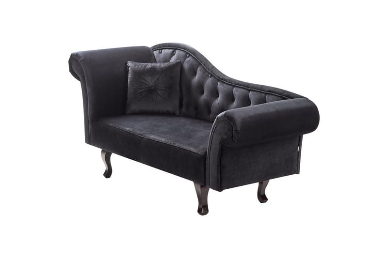 Schäslong Beliani Lattes Grå, mörkt trä, Högervänd Black Left-faced - Møbler - Sofaer - Dagsenger