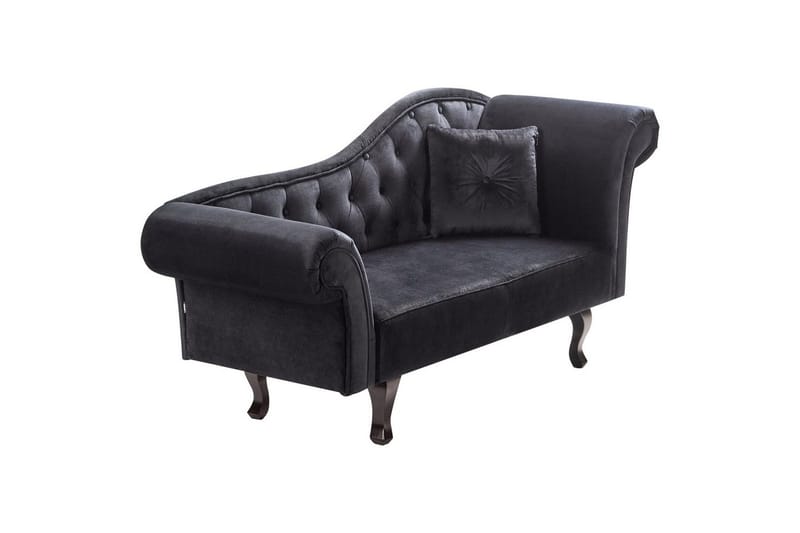 Schäslong Beliani Lattes Grå, mörkt trä, Högervänd Black||Dark colored wood Right-faced - Møbler - Sofaer - Dagsenger