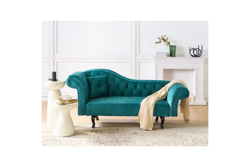 Schäslong Beliani Lattes Grå, mörkt trä, Högervänd Green||Dark colored wood Left-faced - Møbler - Sofaer - Dagsenger