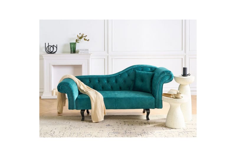 Schäslong Beliani Lattes Grå, mörkt trä, Högervänd Green||Dark colored wood Right-faced - Møbler - Sofaer - Dagsenger