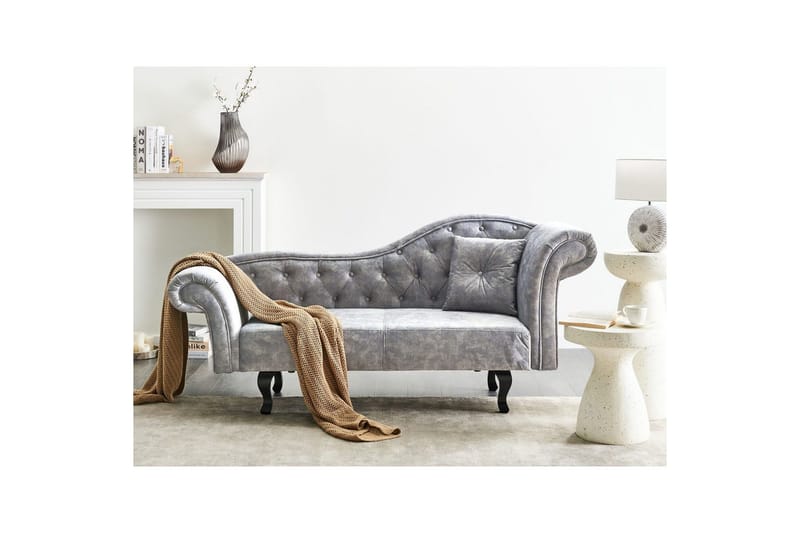 Schäslong Beliani Lattes Grå, mörkt trä, Högervänd Grey Right-faced - Grå - Møbler - Sofaer - Dagsenger