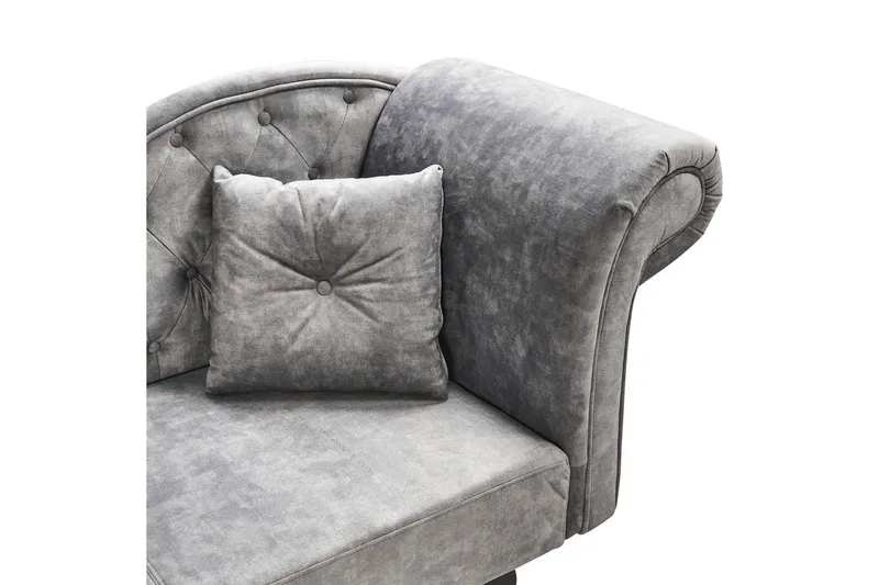 Schäslong Beliani Lattes Grå, mörkt trä, Högervänd Grey Right-faced - Grå - Møbler - Sofaer - Dagsenger