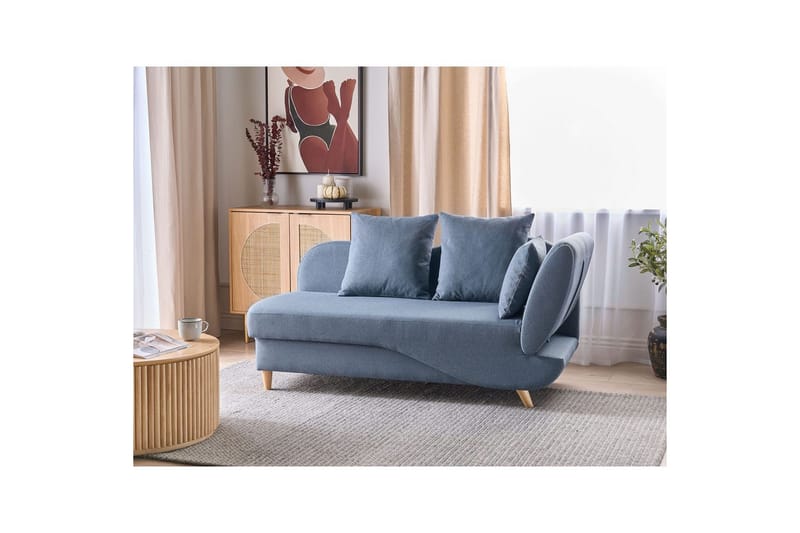 Schäslong Beliani Meri blue||Light colored wood - Møbler - Sofaer - Modulsofaer - Øvrige moduler for modulsofa