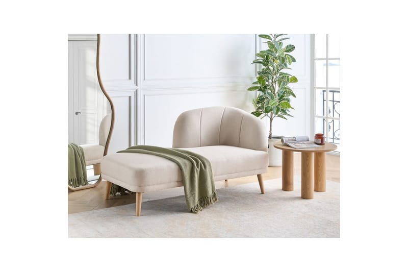 Schäslong Beliani Tanlay Beige, ljust trä, Högervänd Beige||Light colored wood Right-faced - Møbler - Sofaer - Modulsofaer - Øvrige moduler for modulsofa