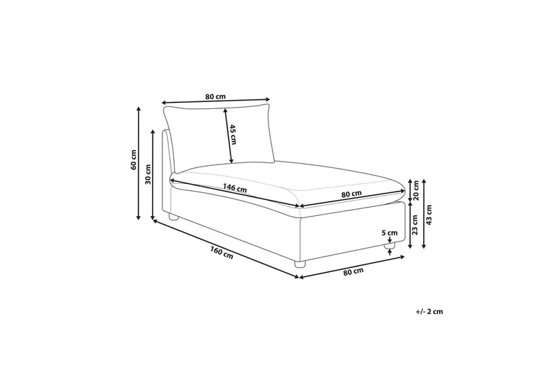 Schäslong Beliani Vizille Beige White - Hvit - Møbler - Sofaer - Modulsofaer - Øvrige moduler for modulsofa