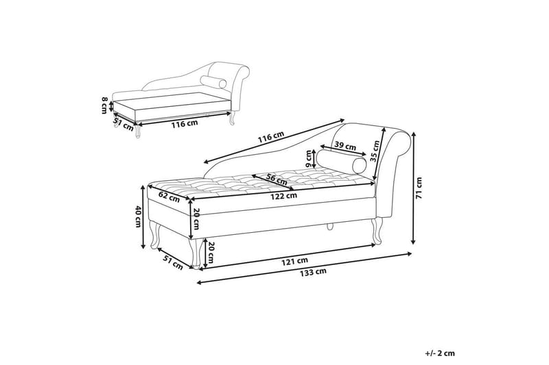Schäslong Beliani Pessac Beige, svart, Högervänd Light grey||Black Right-faced - Møbler - Sofaer - Modulsofaer - Øvrige moduler for modulsofa