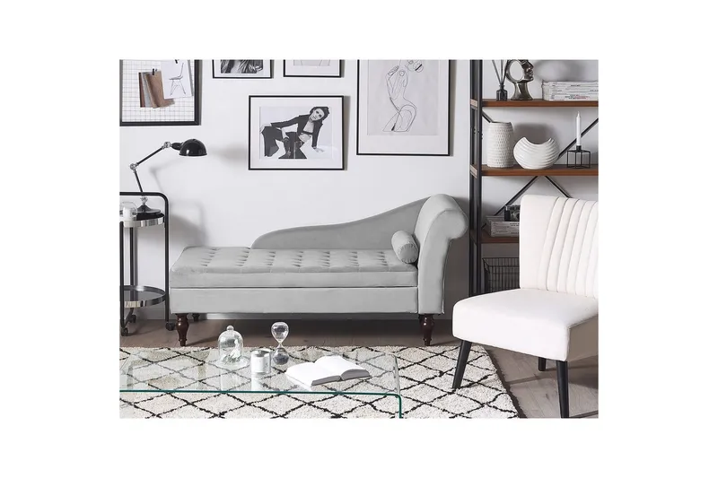 Schäslong Beliani Pessac Beige, svart, Högervänd Light grey Right-faced - Møbler - Sofaer - Modulsofaer - Øvrige moduler for modulsofa