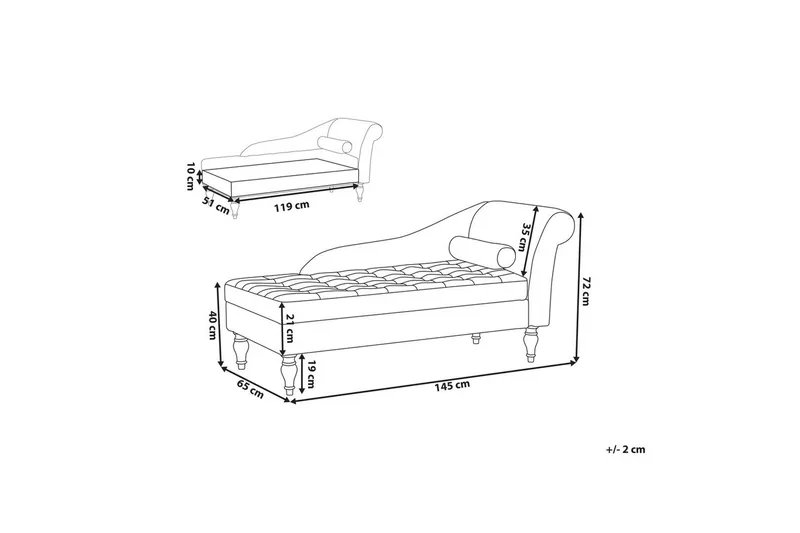 Schäslong Beliani Pessac Beige, svart, Högervänd Light grey Right-faced - Møbler - Sofaer - Modulsofaer - Øvrige moduler for modulsofa