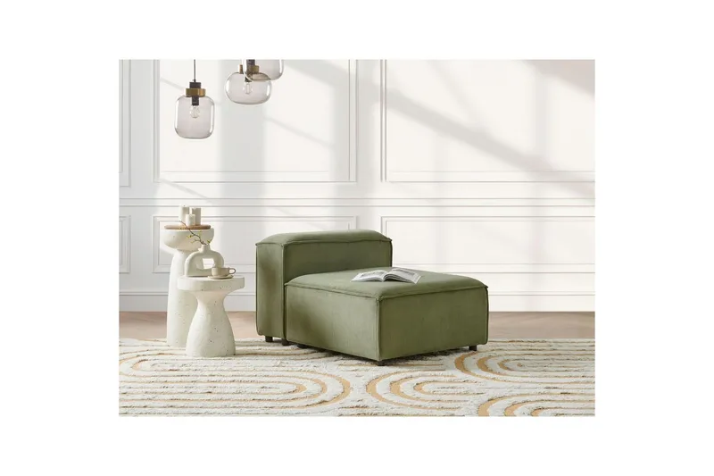 Sittsektion Beliani Ardal Beige, svart, Polyester Green - Grønn - Møbler - Sofaer - Modulsofaer - Midtmodul