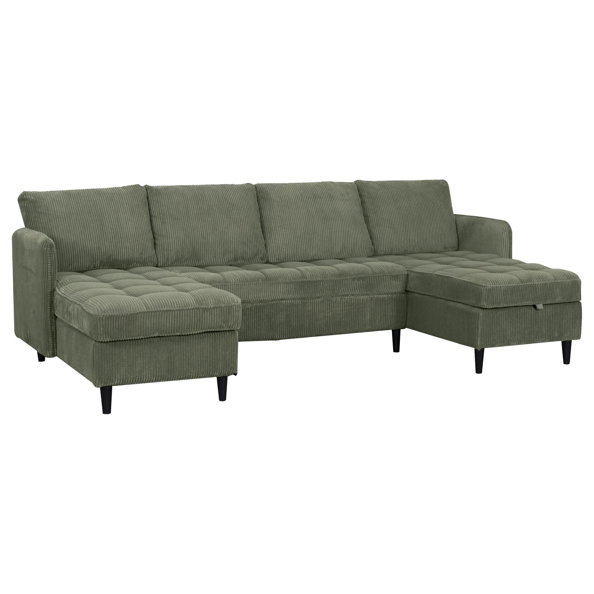 U-formet sofa Loft24 Lindhus Grønn Kordfløyel - Grønn