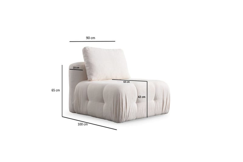 Yvara Mittmodul 90 cm - Hvit - Møbler - Sofaer - Modulsofaer - Midtmodul