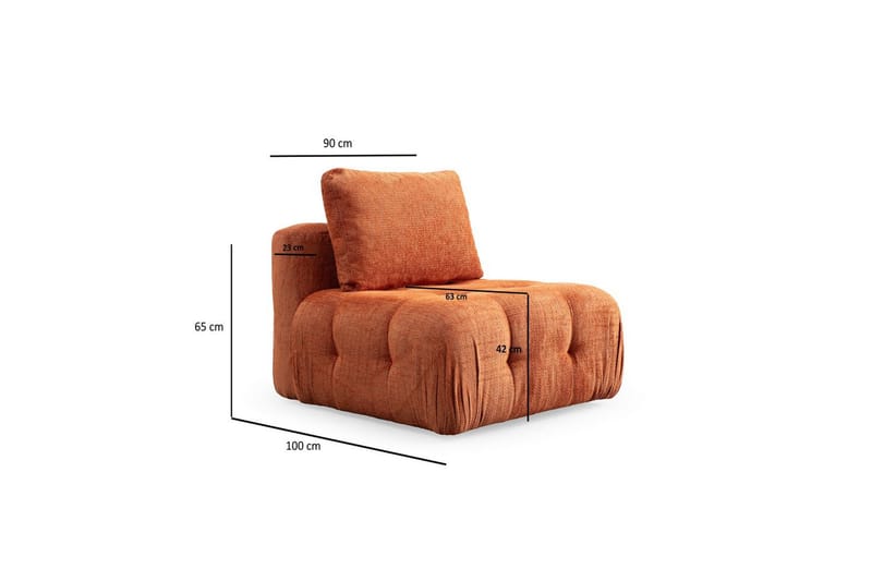 Yvara Mittmodul 90 cm - Oransje - Møbler - Sofaer - Modulsofaer - Midtmodul