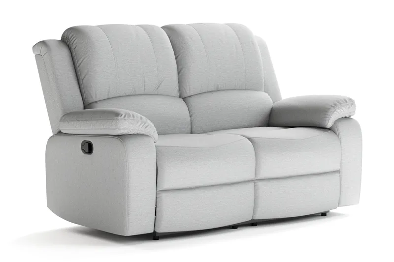Norbo Liten Reclinersofa - Fällbar sofa 2-seter - Kinosofa i stoff, Lysegrå