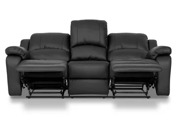 Norbo Recliner Sofagruppe 3+1 - Fällbar sofa lenestol - Kinosofa i kunstskinn - Svart - Møbler - Sofaer - Sofagrupper
