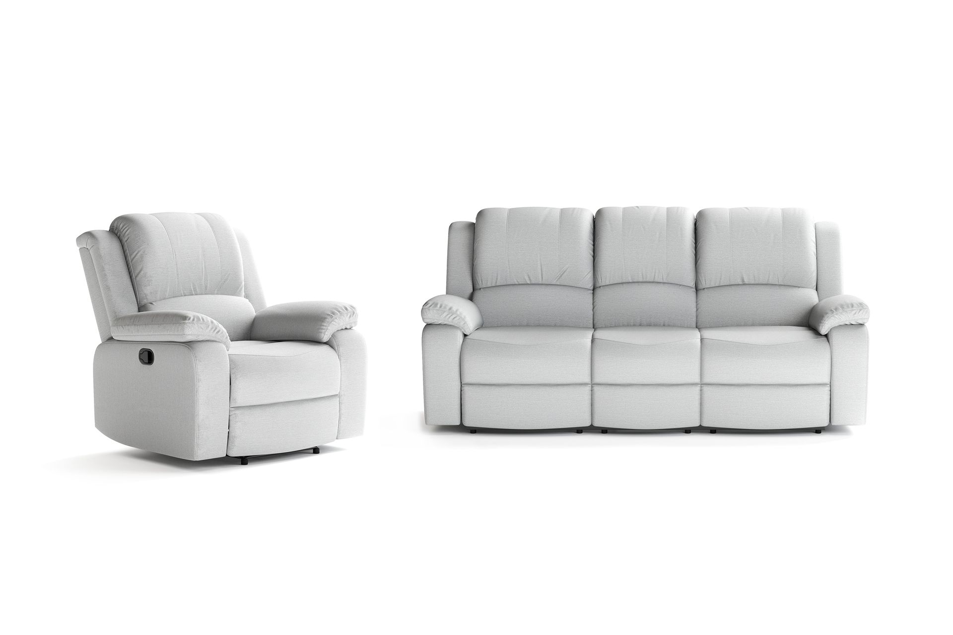 Norbo Recliner Sofagruppe 3+1 - Fällbar sofa lenestol - Kinosofa i Stoff - Grå - Møbler - Sofaer - Sofagrupper