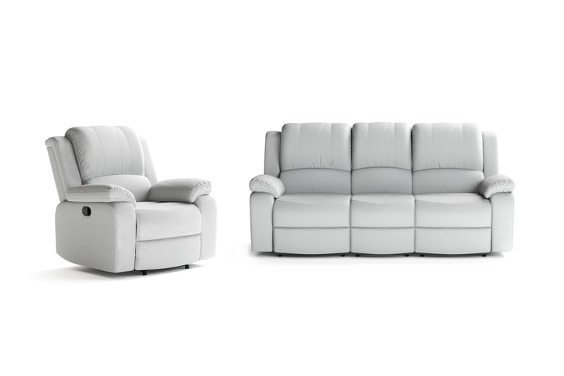 Norbo Recliner Sofagruppe 3+1 - Fällbar sofa lenestol - Kinosofa i Stoff - Grå - Møbler - Sofaer - Sofagrupper