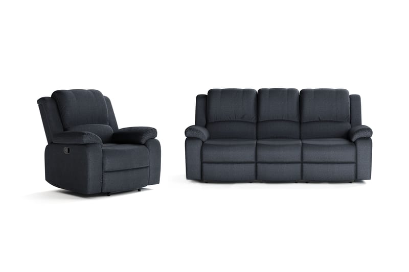 Norbo Recliner Sofagruppe 3+1 - Fällbar sofa lenestol - Kinosofa i Stoff - Svart - Møbler - Sofaer - Sofagrupper
