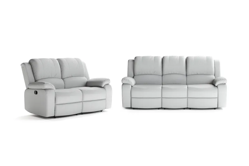 Norbo Recliner Sofagruppe 3+2 - Fällbar sofa lenestol - Kinosofa i Stoff, Grå