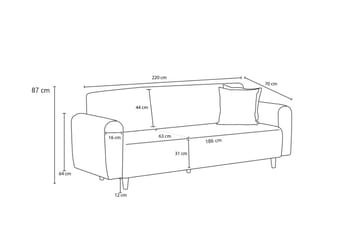 Noya 3-seters Sofa - Grå - Møbler - Sofaer - Sofa 3 seter
