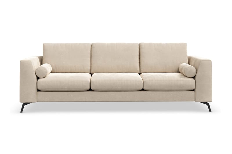 Ocean Lyx 3-seter Fløyelssofa med Nakkeruller, Beige