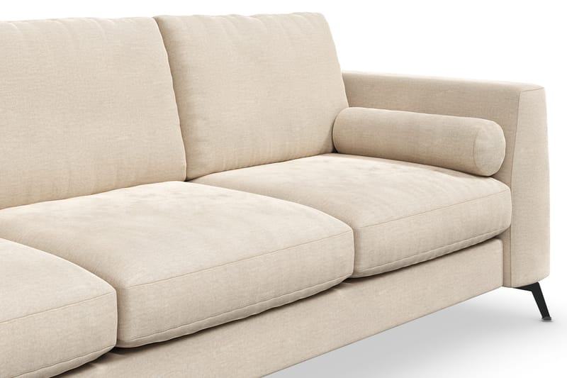 Ocean Lyx 3-seter Fløyelssofa med Nakkeruller - Beige - Møbler - Sofaer - Fløyel sofaer