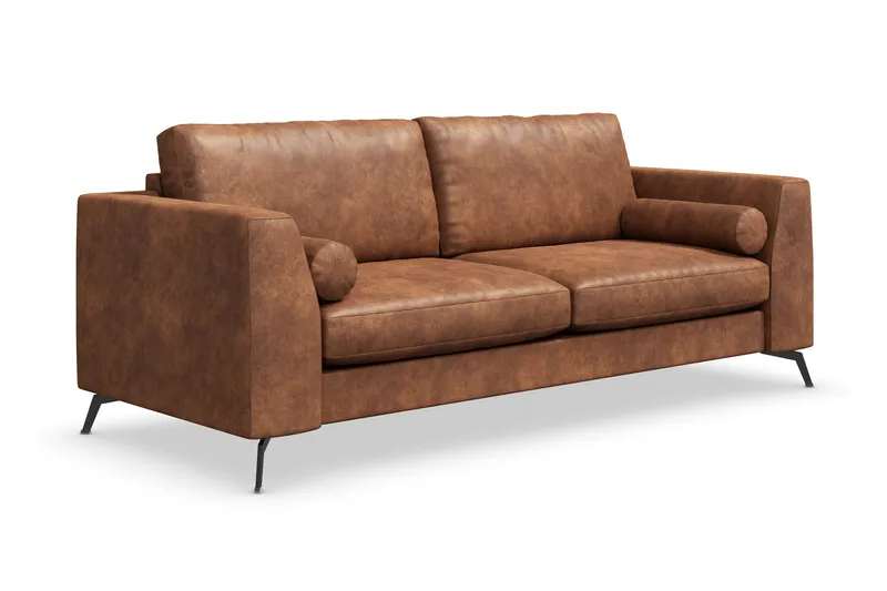 Ocean Lyx 3-seters Sofa i Kunstlær - Brun - Møbler - Sofaer - Skinnsofaer