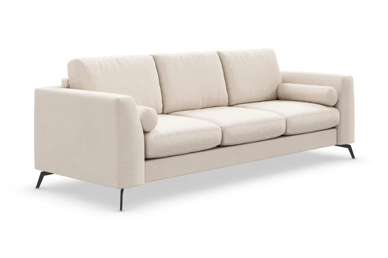 Ocean Lyx 4-seter Chenillesofa med Nakkeruller - Beige - Møbler - Sofaer - 4 seter sofa