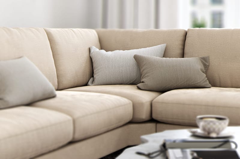 Ocean Lyx 5-seters Vendbar L-formet Hjørnesofa i Fløyel - Beige - Møbler - Sofaer - Hjørnesofa