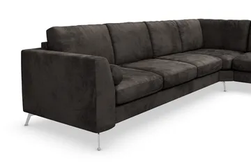 Ocean Lyx 5-seters Vendbar L-formet Hjørnesofa i Fløyel - Mørk grå - Møbler - Sofaer - Hjørnesofa