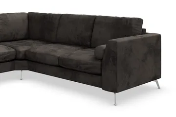 Ocean Lyx 5-seters Vendbar L-formet Hjørnesofa i Fløyel - Mørk grå - Møbler - Sofaer - Hjørnesofa