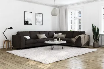 Ocean Lyx 5-seters Vendbar L-formet Hjørnesofa i Fløyel - Mørk grå - Møbler - Sofaer - Hjørnesofa