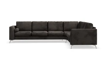 Ocean Lyx 5-seters Vendbar L-formet Hjørnesofa i Fløyel - Mørk grå - Møbler - Sofaer - Hjørnesofa