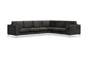 Ocean Lyx 5-seters Vendbar L-formet Hjørnesofa i Fløyel - Mørk grå - Møbler - Sofaer - Hjørnesofa