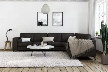 Ocean Lyx 5-seters Vendbar L-formet Hjørnesofa i Fløyel - Mørk grå - Møbler - Sofaer - Hjørnesofa