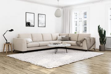 Ocean Lyx 5-seters Vendbar L-formet Hjørnesofa i Stoff - Beige - Møbler - Sofaer - Hjørnesofa