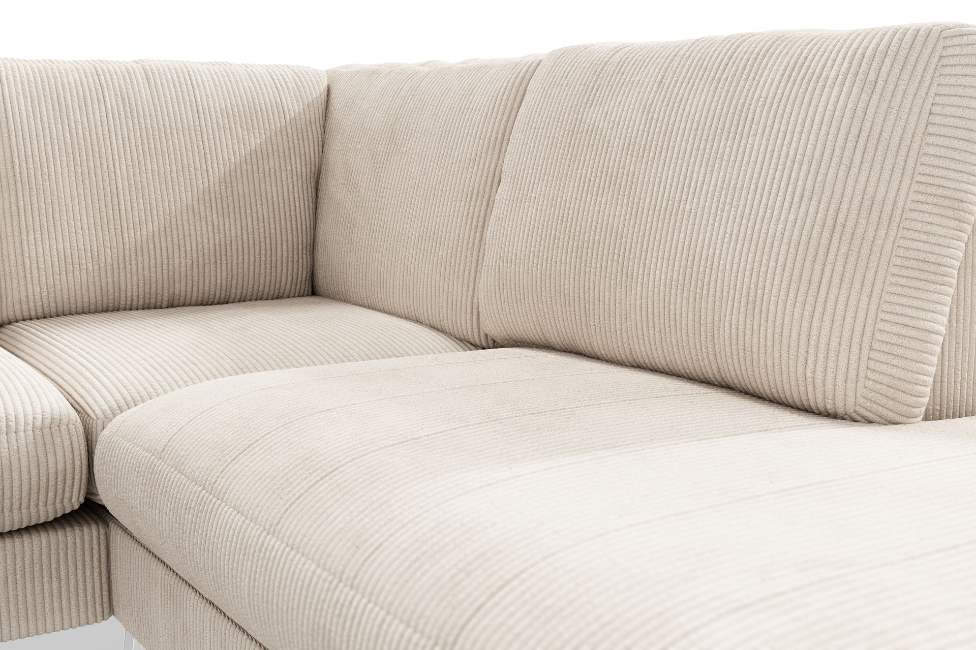 Ocean Lyx 6-seters Høyrevendt U-formet Sofa med Divan og Sjeselong + Fotskammel i Manchester - Beige - Møbler - Sofaer - Sofa med sjeselong