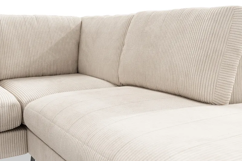 Ocean Lyx 6-seters Høyrevendt U-formet Sofa med Divan og Sjeselong + Fotskammel i Manchester - Beige - Møbler - Sofaer - U-sofa