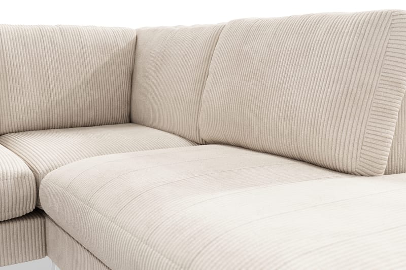 Ocean Lyx 6-seters Høyrevendt U-formet Sofa med Divan og Sjeselong + Fotskammel i Manchester - Beige - Møbler - Sofaer - U-sofa
