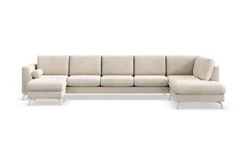 Ocean Lyx 6-seters Høyrevendt U-formet Sofa med Divan og Sjeselong + Fotskammel i Manchester