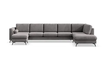 Ocean Lyx 6-seters Høyrevendt U-formet Sofa med Divan og Sjeselong + Fotskammel i Manchester