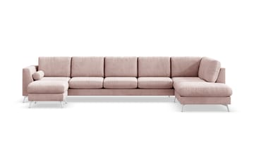 Ocean Lyx 6-seters Høyrevendt U-formet Sofa med Divan og Sjeselong + Fotskammel i Manchester